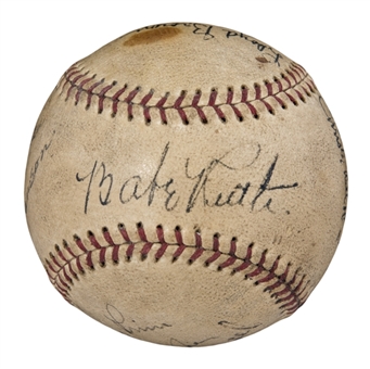 Baseball Legends Multi Signed Baseball With 15 Signatures Including Babe Ruth (PSA/DNA)